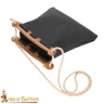 Viking Leather Bag with Wooden Handle Inspired by a Hedeby Find 24x26 cm