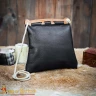 Viking Leather Bag with Wooden Handle Inspired by a Hedeby Find 24x26 cm