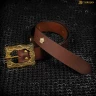 152cm brown leather belt with brass buckle, around 1660 - 1720, top quality!