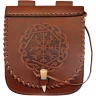 Belt Bag “Warrior of The North” 18x17cm with Helm of Awe Embossing For SCA, LARP, Reenactment and Historical Events, Brown