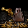 Sewn Leather Bag with Drawstring 18x13cm for SCA, LARP, Reenactment and Historical Events Made of Full-Grain Leather