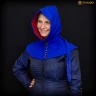 Gugel with Collar and Long, Thin Hood and Button Tab, Hood with a Trailing Point