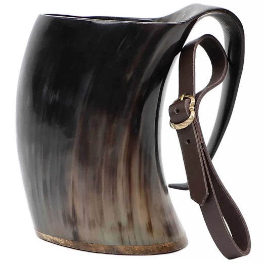 Viking Horn Mug Tankard with Leather Strap 800ml