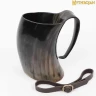 Viking Horn Mug Tankard with Leather Strap 800ml