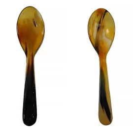 2 Pieces Buffalo Horn Spoons 17cm with Polished Finish by Mythrojan