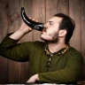 Drinking Horn Odin´s Ravens with Brass Tip & Rim