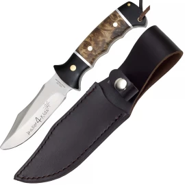 Travel knife with burl-wood handle