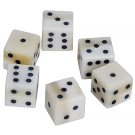 Bone Dice with Inlaid Pips, Set of 6