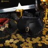 Oval Medieval Belt Bag 17x24cm with Brass Buckle for Reenactment, SCA and LARP, made of Full-Grain leather