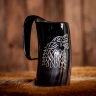 House Stark Sigil Hand Engraved Game of Thrones Drinking Horn Tankard