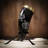 Drinking Horn Odin´s Ravens with Brass Tip & Rim