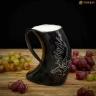 Horn Mug with Engraving of Odin's Raven for Beer and Mead, 600/800/1000ml