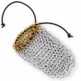 Dice Bag, Dice Pouch Made of Chainmail with Drawstring For LARP