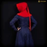 Gugel with Collar and Long, Thin Hood and Button Tab, Hood with a Trailing Point, red