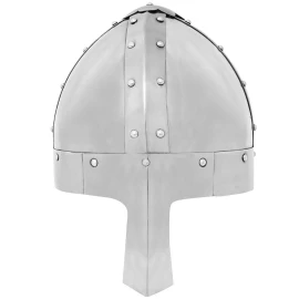 Středověká Vikingská žebrová helma Spangenhelm s nánosníkem a koženou výstelkou
