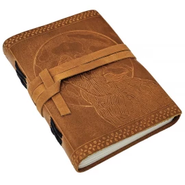 Wolf & Moon Design Leather Journal with Strap