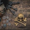 Pirate Skull with Crossed Bones, Brass Fitting