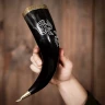 Drinking Horn Odin´s Ravens with Brass Tip & Rim