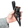 Knightly Drinking Horn 250/600ml with Black Leather Holder, Decorated with French Lilies