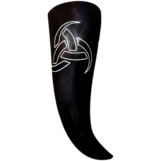 Genuine Drinking Horn 350ml with Hand-Carved ‘Triple Horn of Odin’