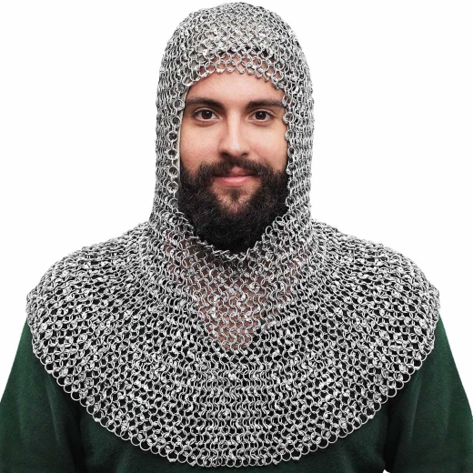 Aluminium Chainmail Coif Round Ring Round Riveted, 10mm 16gauge