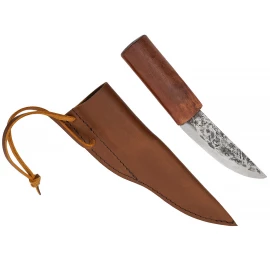 Simple Viking Knife with Leather Sheath and Wooden Handle