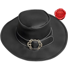 Leather Hat with Brass Buckle, smooth leather