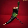 350ml Drinking Horn "The Elegant Lady" with Leather Holder and Royal Fittings