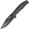 Fixed outdoor knife with plastic sheath, black coated