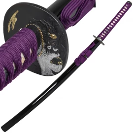 Katana PURPLE s ručně kovanou damaškovou čepelí