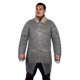 Chain mail Hauberk up to ½ thigh with long sleeves, butted rings ø10mm, zinc-coated