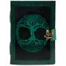 Medieval Tree of Life Diary with Clasp - Green and Black Leather