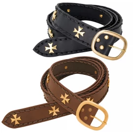 Medieval Crusader Belt with Brass Crosses