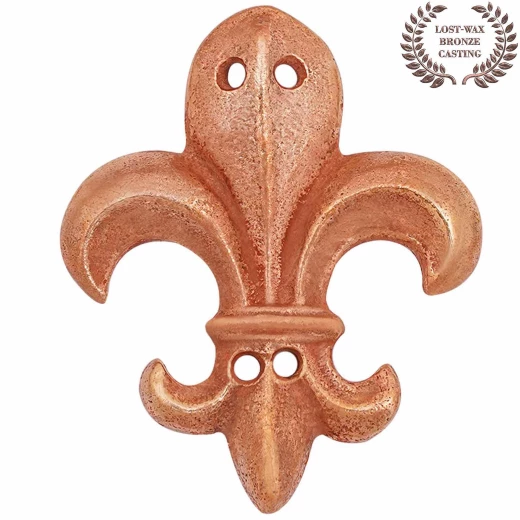 Lost-wax Cast Bronze Fleur de Lys Belt Mount with Stitching Holes