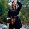 Medieval Embroidered Cotton Full Sleeves Tunic, Red or Black