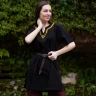 Medieval Embroidered Cotton Half Sleeves Tunic, Red or Black