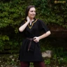 Medieval Embroidered Cotton Half Sleeves Tunic, Red or Black