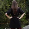 Medieval Embroidered Cotton Half Sleeves Tunic, Red or Black