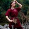 Medieval Embroidered Cotton Half Sleeves Tunic, Red or Black