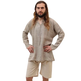 Men's A shape Medieval Shirt from 100% Linen of Natural Colour