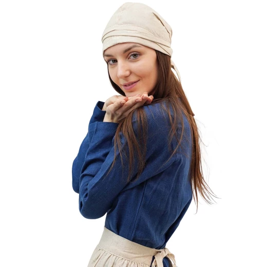 Ladies St. Birgita Cap from Linen-Cotton Blend of Natural Colour