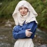 Ladies Viel Half Moon from Linen-Cotton Blend of Natural Colour