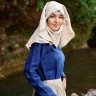 Ladies Viel Half Moon from Linen-Cotton Blend of Natural Colour