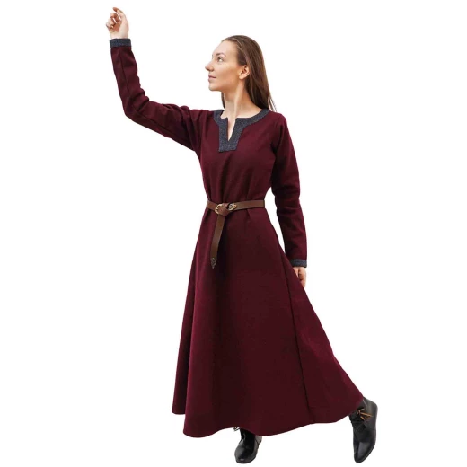 “Ingrid the Shieldmaiden” Viking Woolen Dress with Diamond Twill Decorative Borders