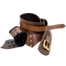 Leather baldric with holder for swords and sabres with fur and snap fasteners