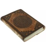 Notebook with Floral Mandala and Brass Swing Hook Clasp on Leather Cover