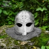 Wikinger Brillenhelm mit Brünne aus 1,6 mm, gehämmertes Finish