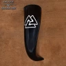 Viking drinking horn 350ml with Valknut engraving, symbol of the afterlife