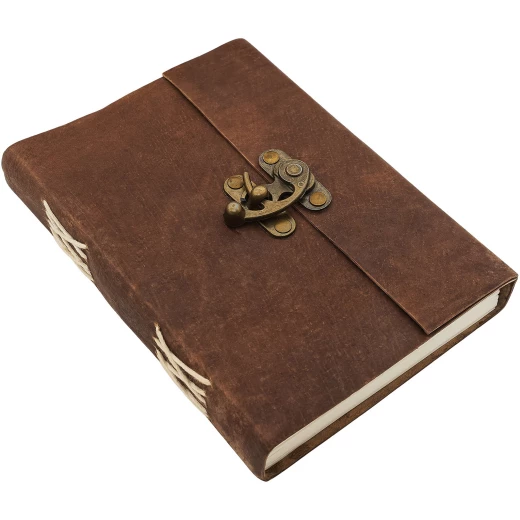 High Quality Leather Diary with Antique Swing Hook Clasp Closure