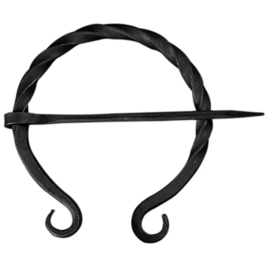 Hand Forged Cloak Pin with Twisted Body and Curved Ends